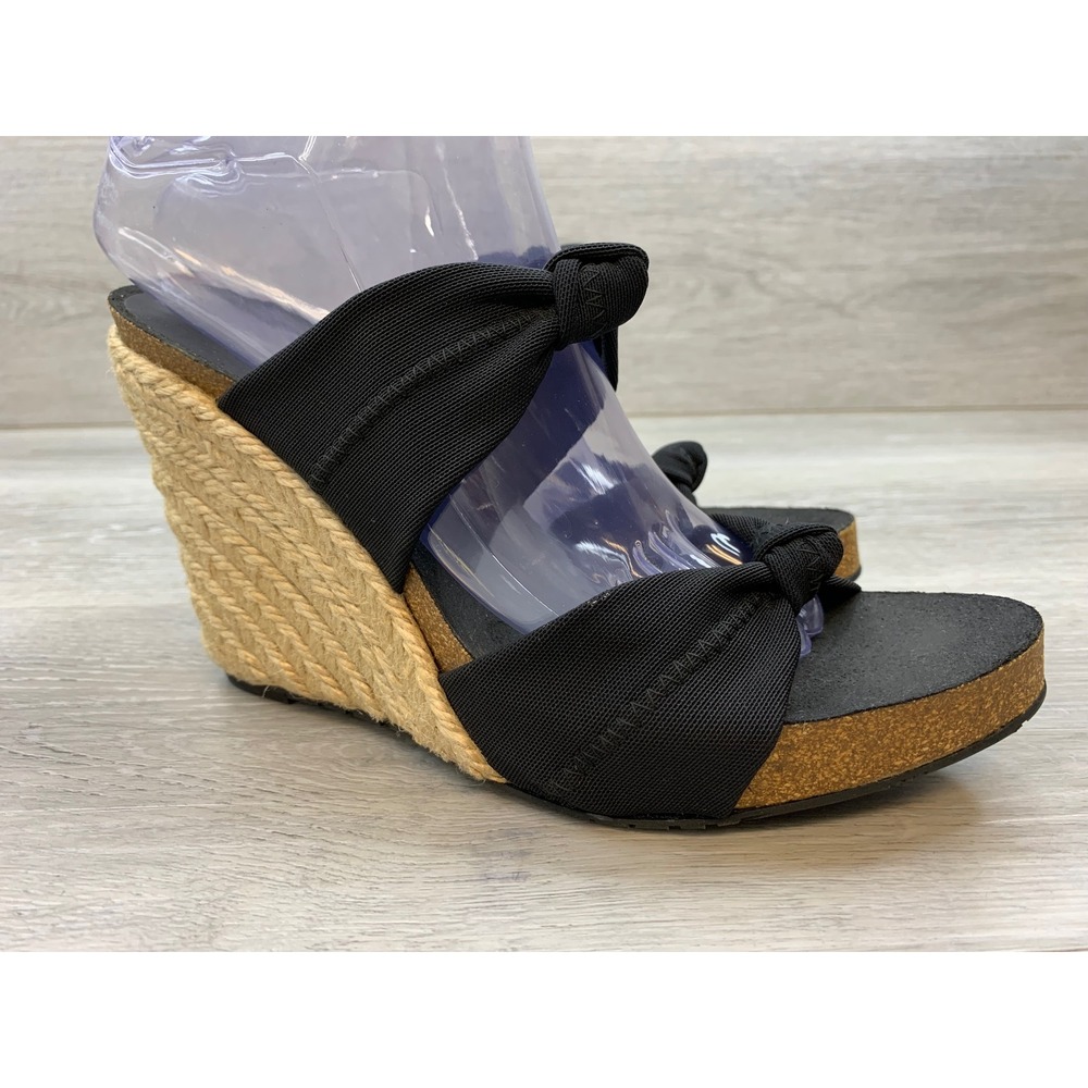 Donald J Pliner Women's Black Elastic Knot Espadrille Wedge Sandals 9 N Shoes